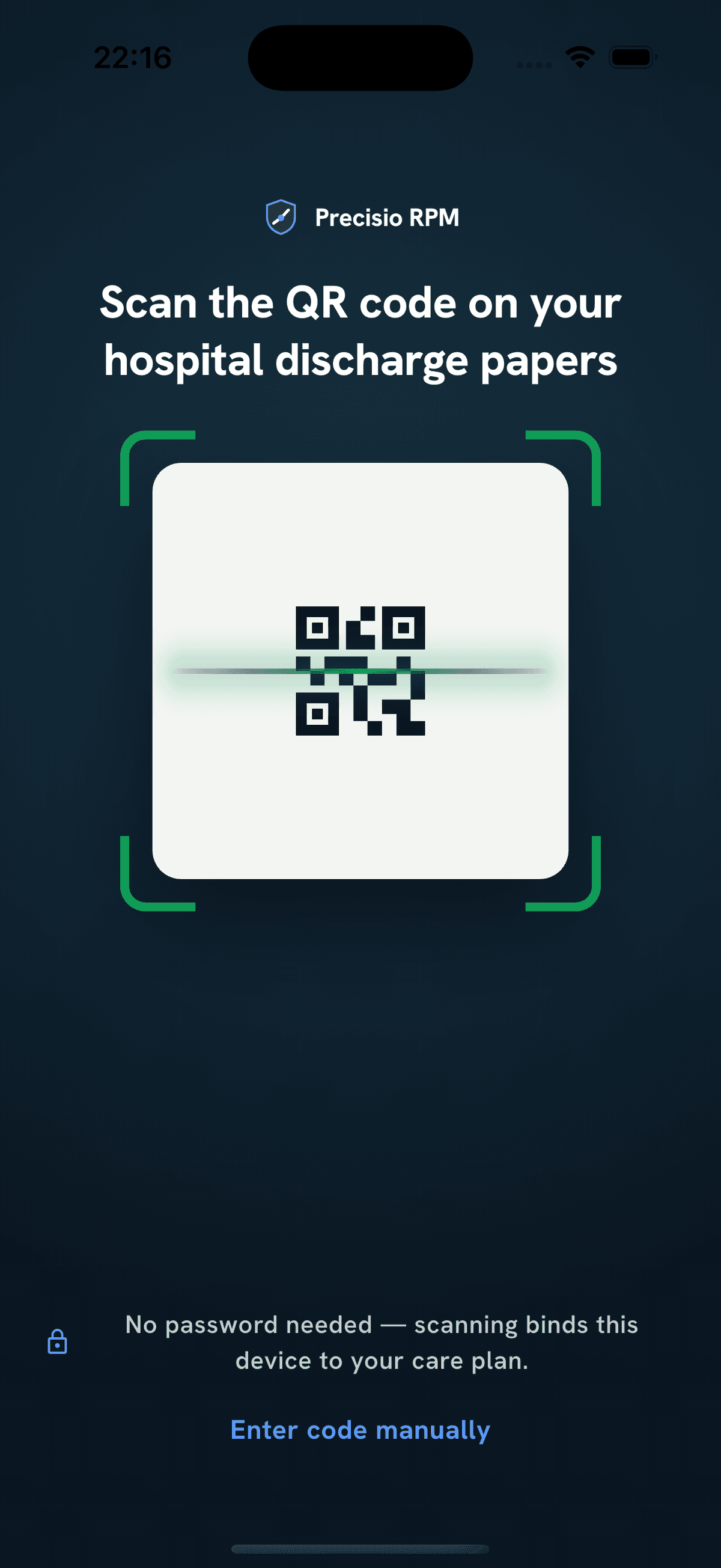 QR code enrollment screen
