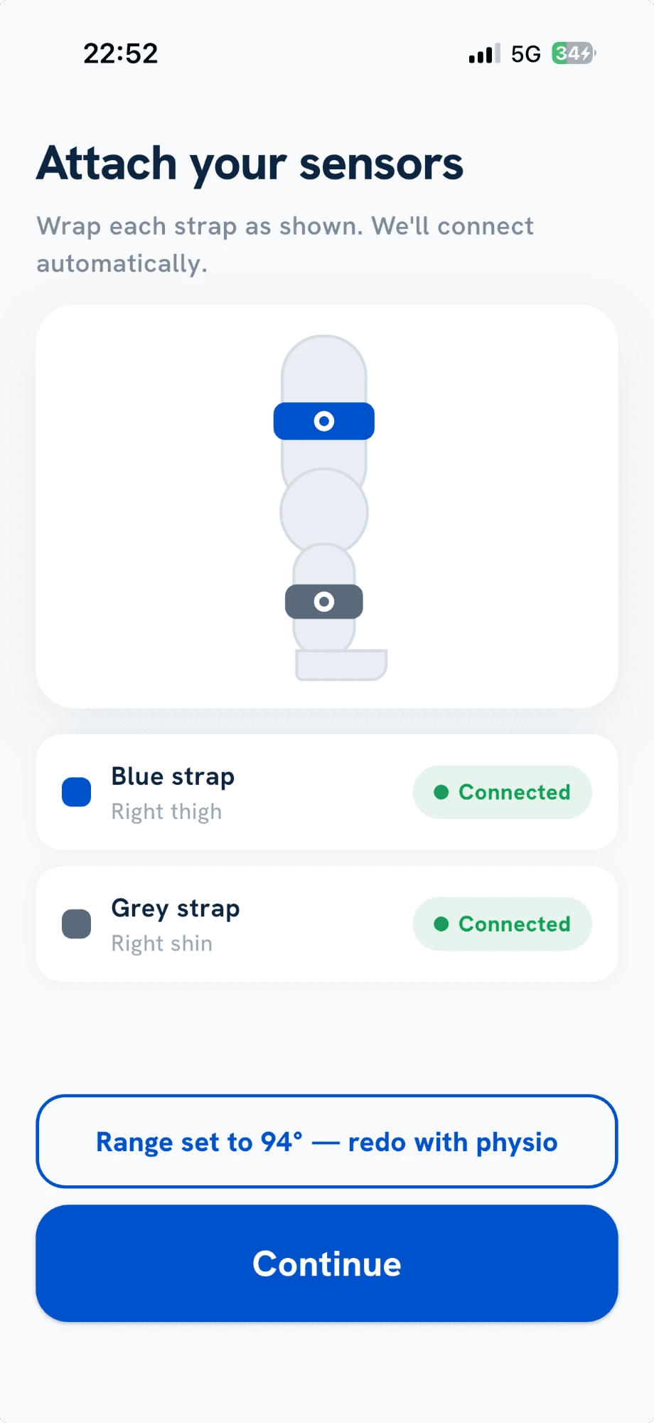 Bluetooth sensor pairing screen